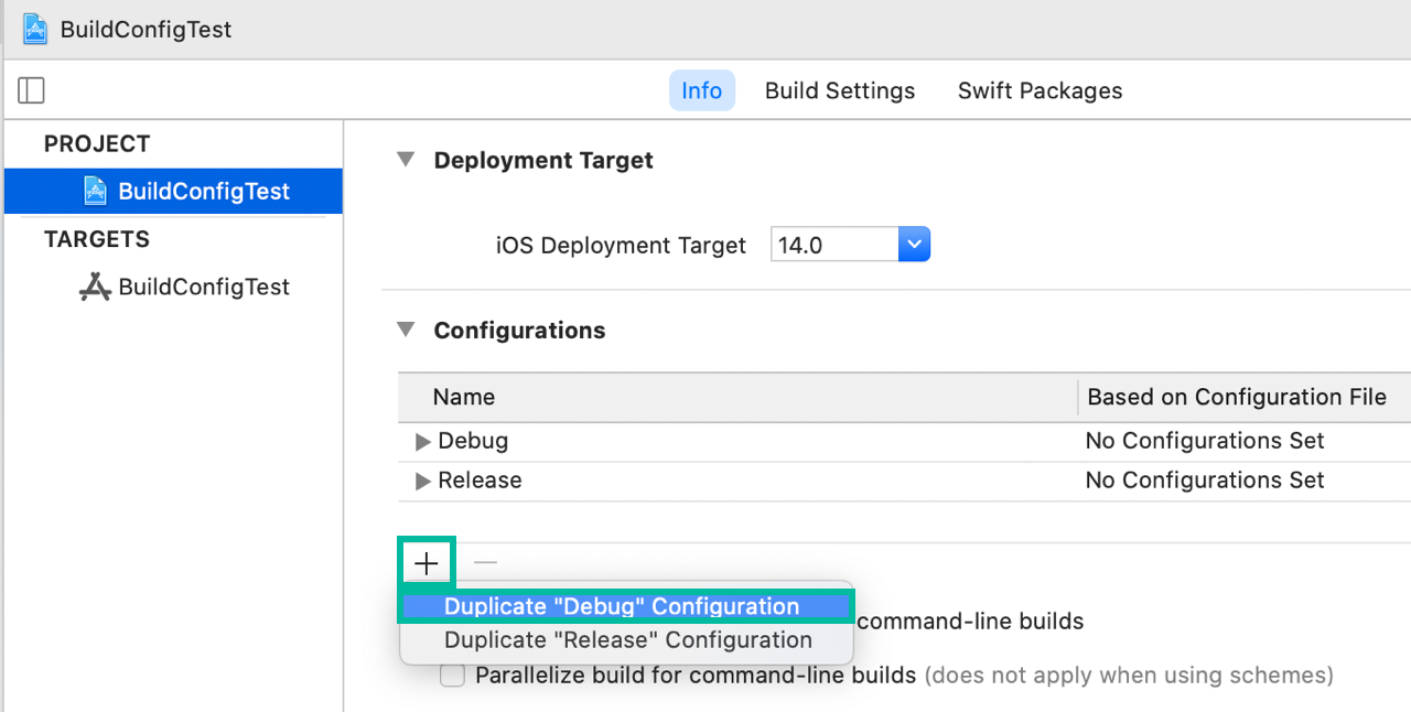 Xcode で Build Configuration を追加する方法 2