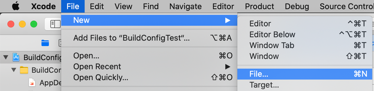 Create an xcconfig file in Xcode - Step 1