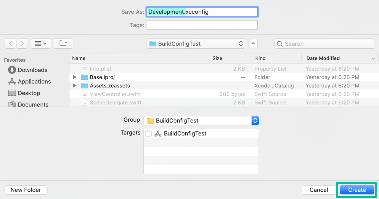 Create an xcconfig file in Xcode - Step 3