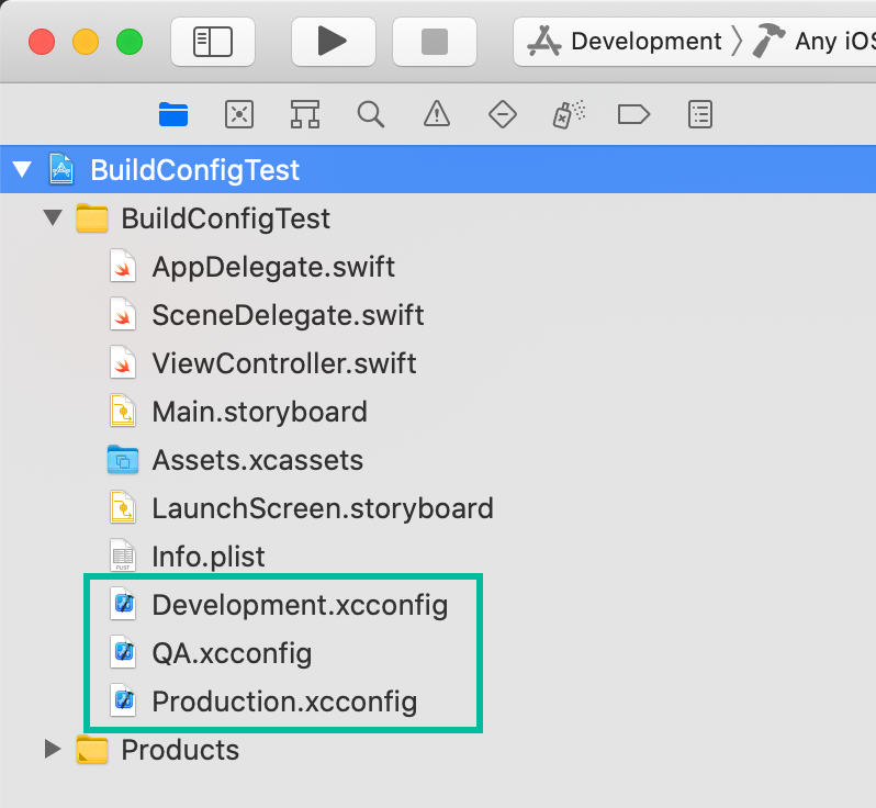 Created Development/QA/Production xcconfig files