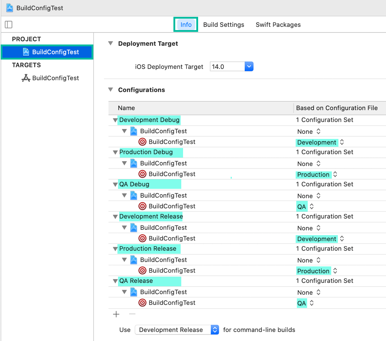 Assign xcconfig files to configurations