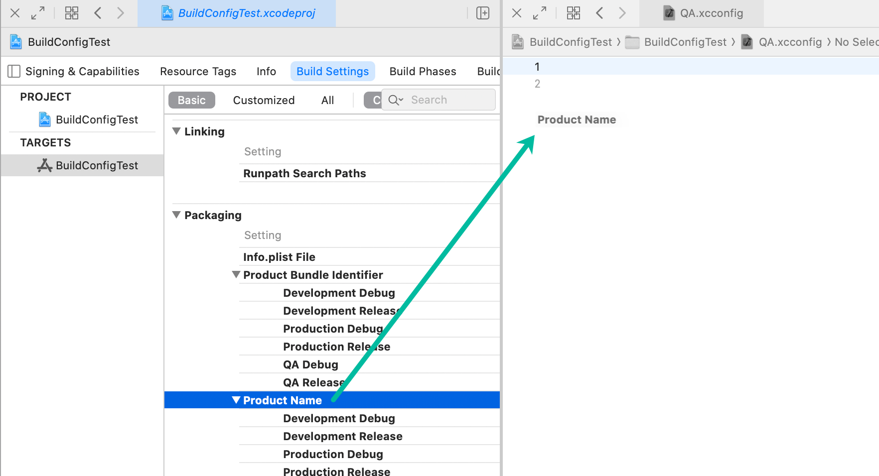 Drag from Build Settings to xcconfig