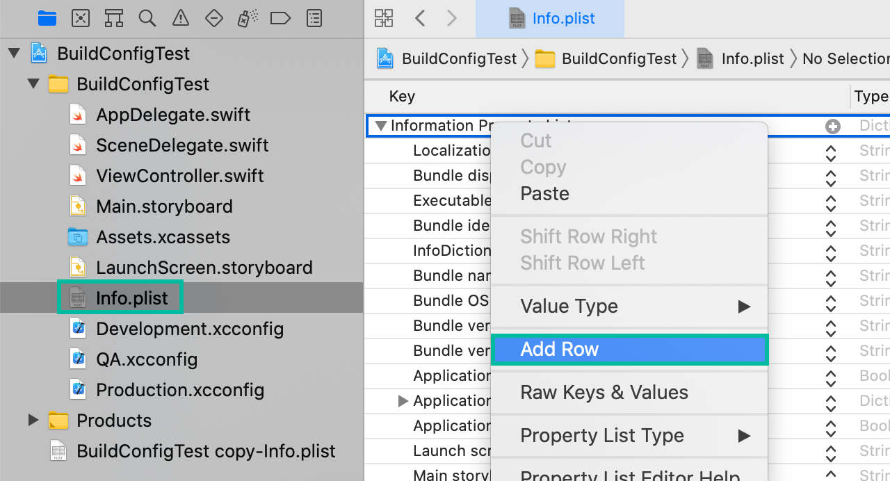 Add API URL to Info.plist - Step 1