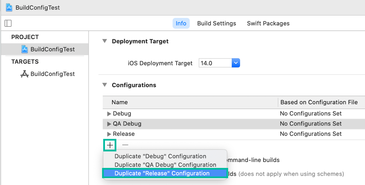 Xcode で Build Configuration を追加する方法 4