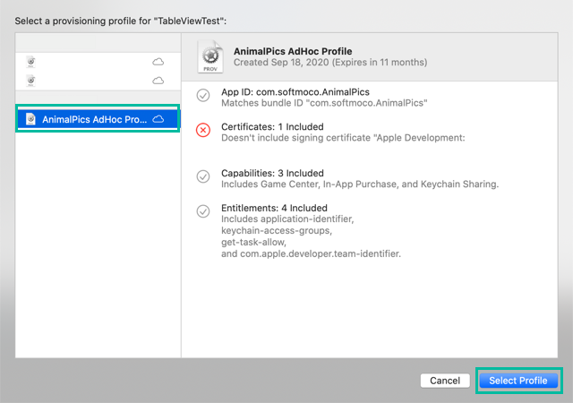 How to set the Provisioning Profile in Xcode 3