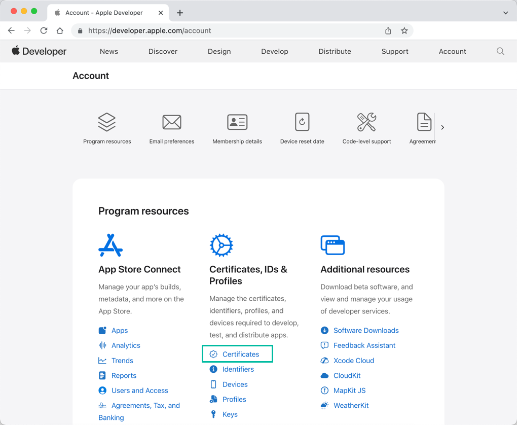 Generate an Apple Push Notification service Certificate 5