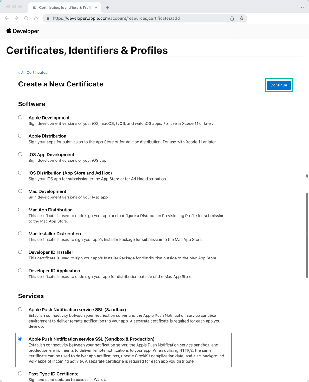 Generate an Apple Push Notification service Certificate 7