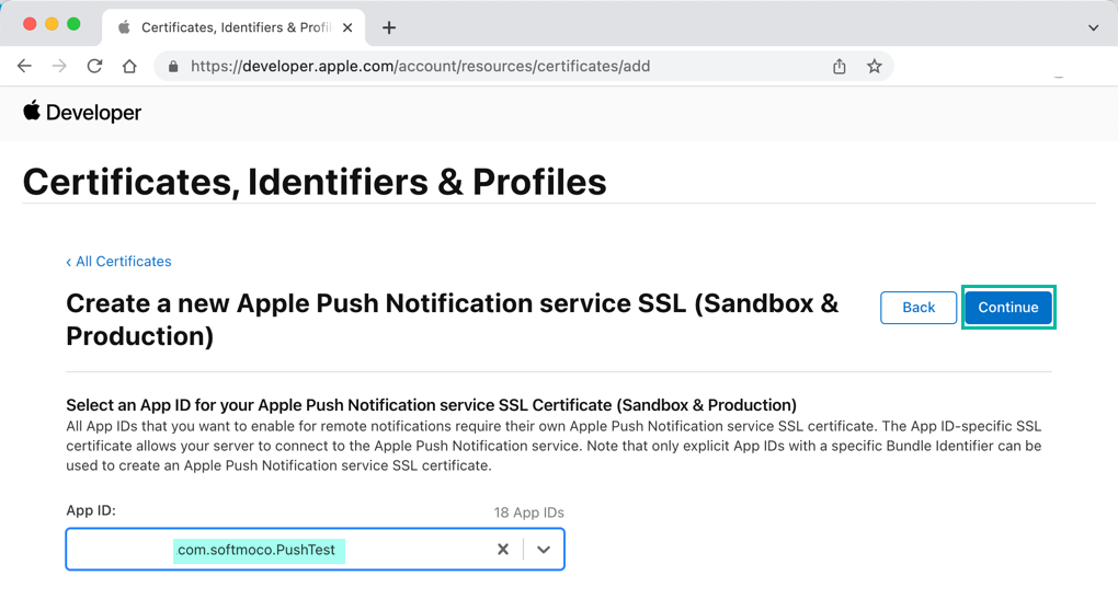 Generate an Apple Push Notification service Certificate 8