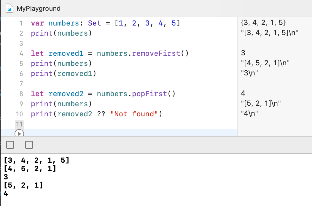 Swift Set – Removing Elements 1