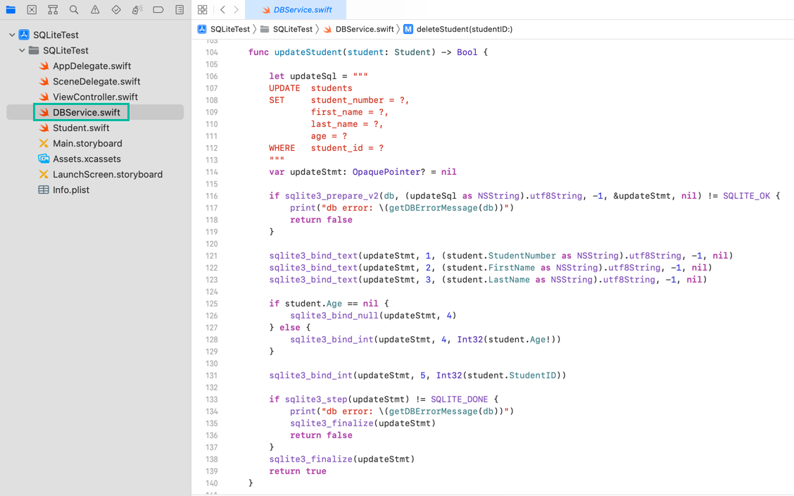 Swift - Update Data in SQLite (UPDATE) 1